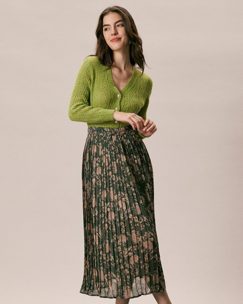 The Floral Pleated Midi Skirt Bottoms - RIHOAS