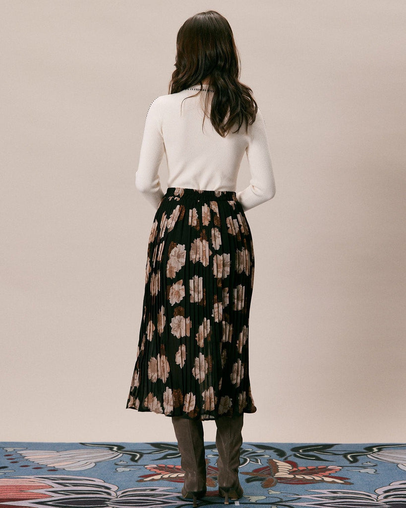 The Floral Pleated Midi Skirt Bottoms - RIHOAS
