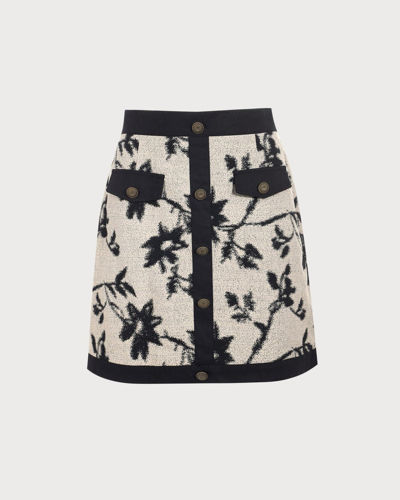 The Floral Print Mini Skirt Grey Bottoms - RIHOAS