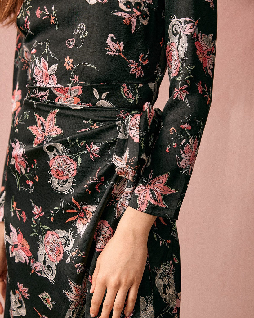 The Floral Ruched Midi Dress Dresses - RIHOAS