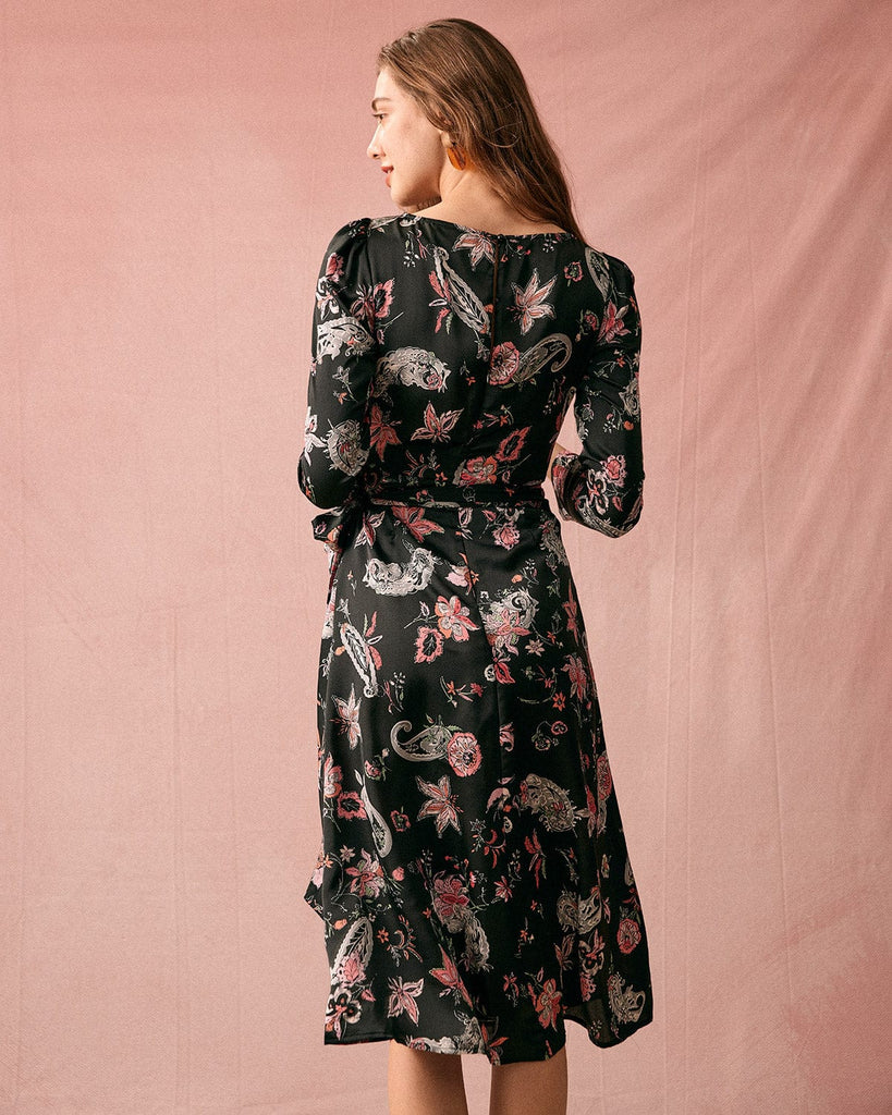 The Floral Ruched Midi Dress Dresses - RIHOAS