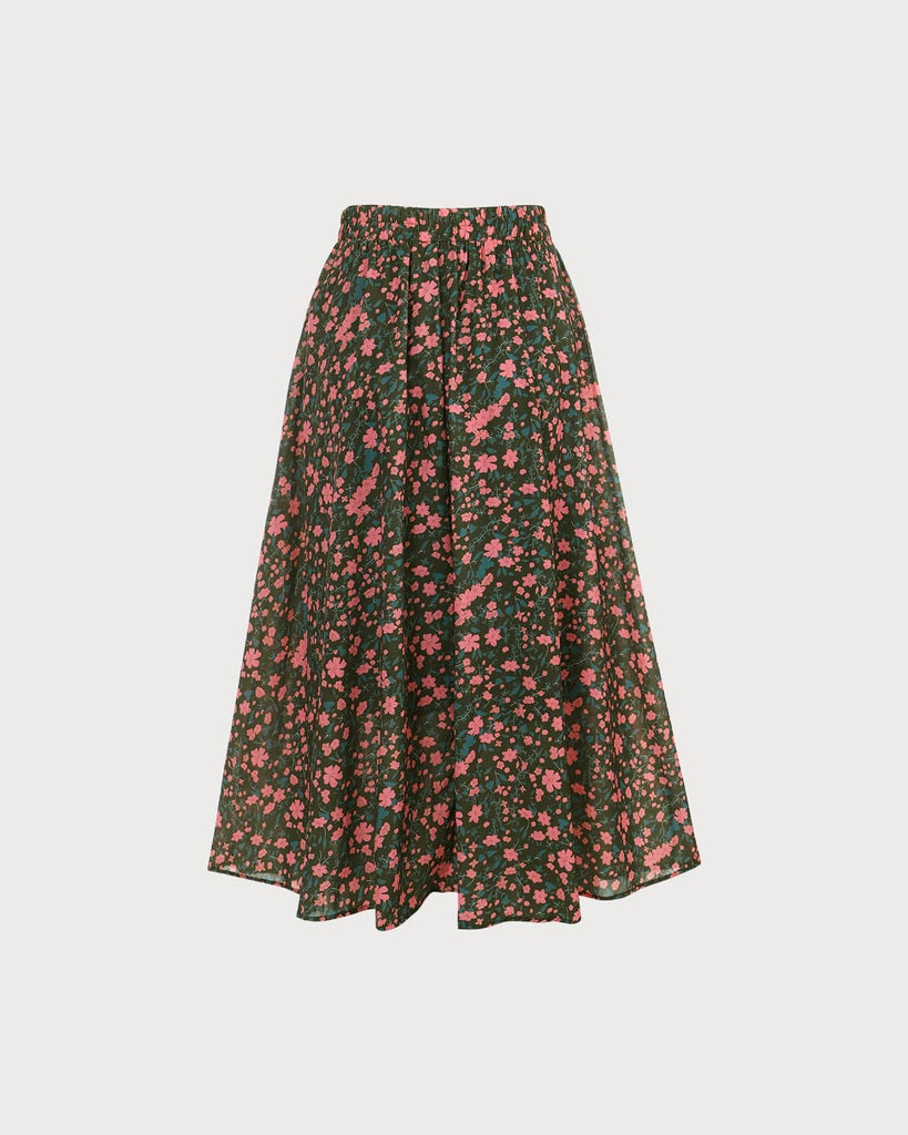 The Floral Ruched Midi Skirt Bottoms - RIHOAS