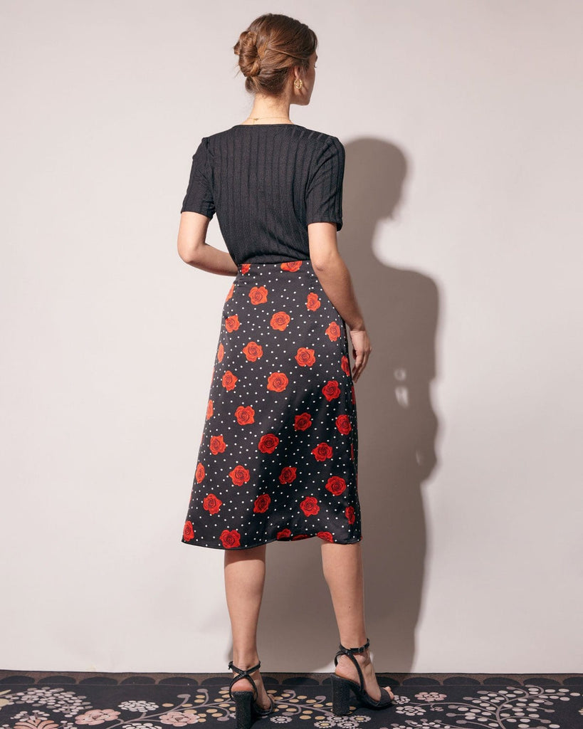 The Floral Slit Midi Skirt Bottoms - RIHOAS