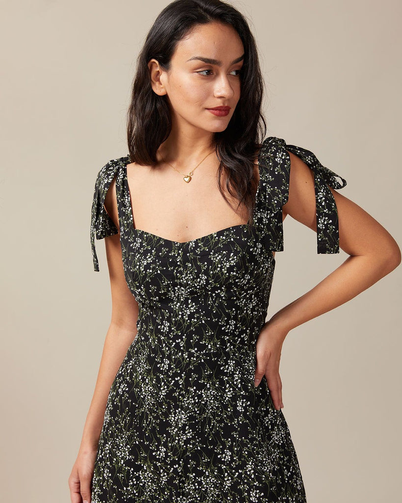 The Floral Tie Strap Maxi Dress Dresses - RIHOAS