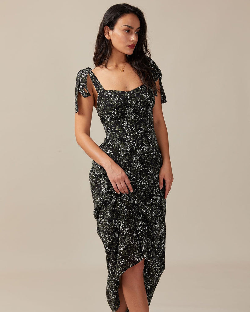 The Floral Tie Strap Maxi Dress Dresses - RIHOAS