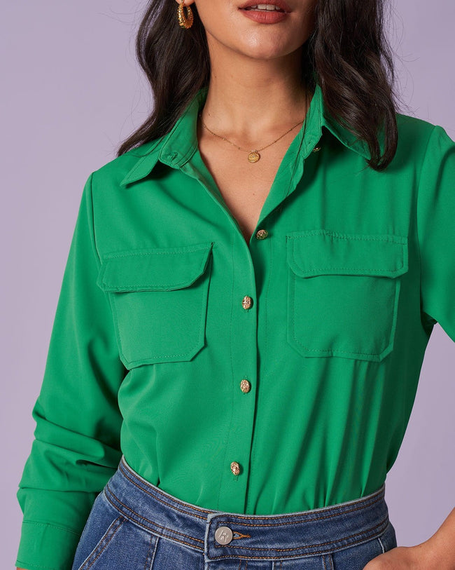 Emerald green dress clearance shirt womens