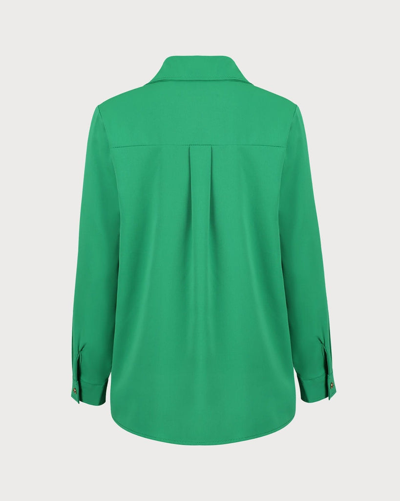 The Green Button-Down Pocket Shirt Tops - RIHOAS