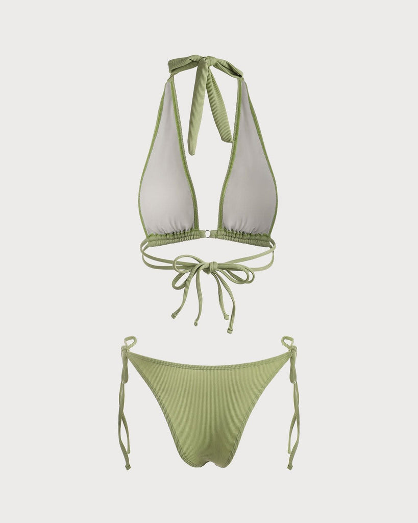 The Green Halter Tie Back Bikini Set Bikinis - RIHOAS