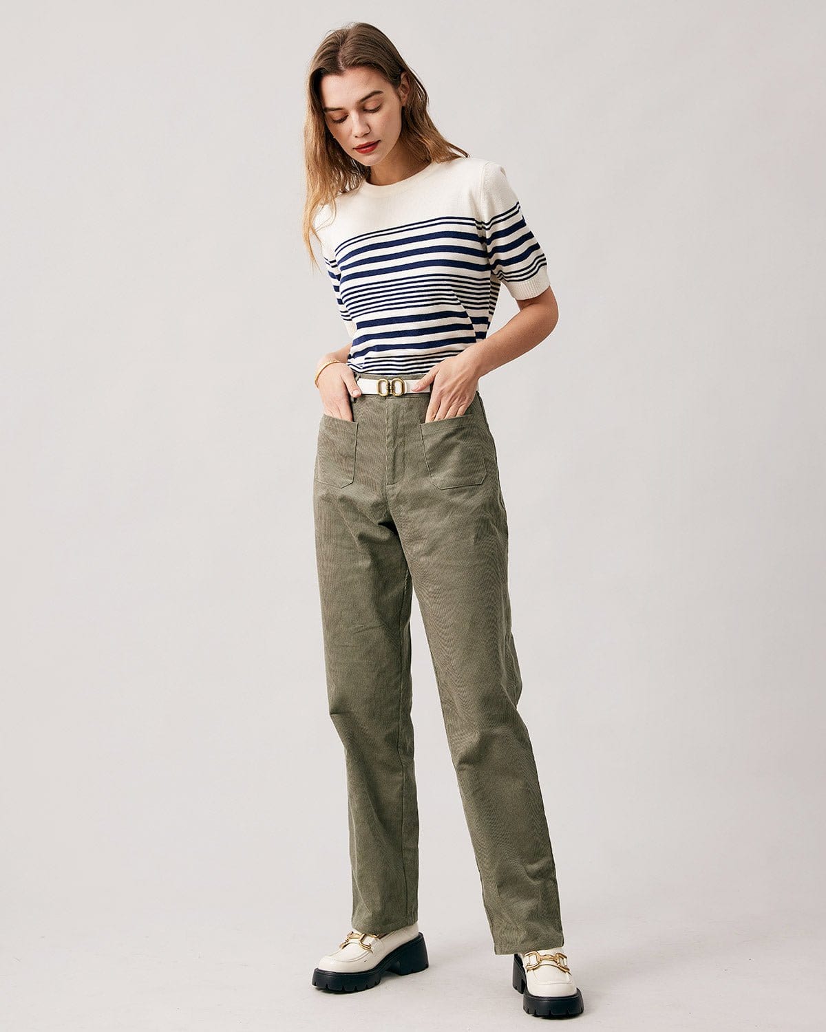 The Green High Waisted Corduroy Pants - Women's Corduroy High