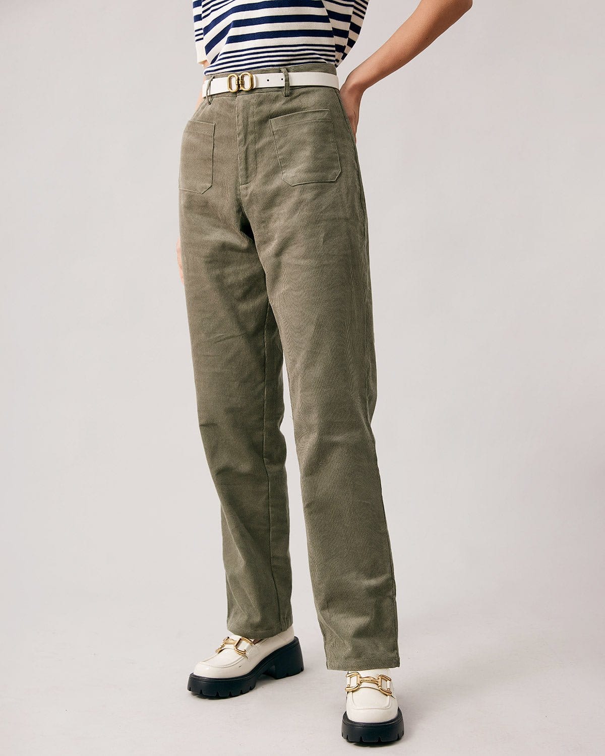 PNW Casual High Waisted Corduroy Pants (Taupe) · NanaMacs