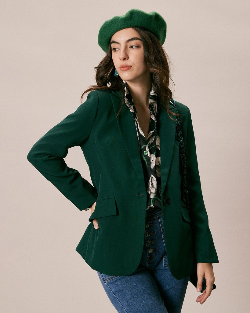 The Green Lapel Single Button Blazer Outerwear - RIHOAS