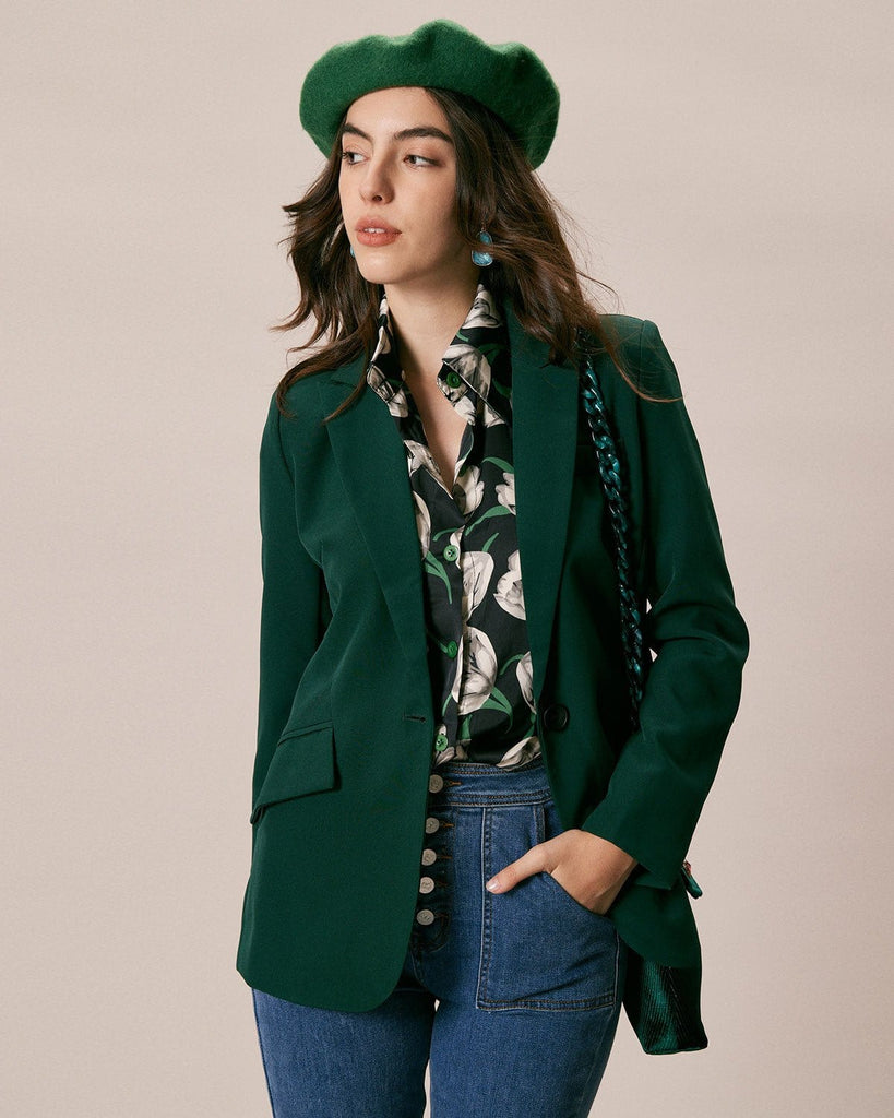 The Green Lapel Single Button Blazer Outerwear - RIHOAS