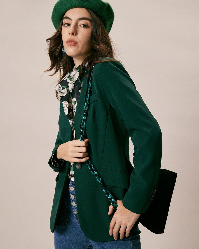 The Green Lapel Single Button Blazer Outerwear - RIHOAS