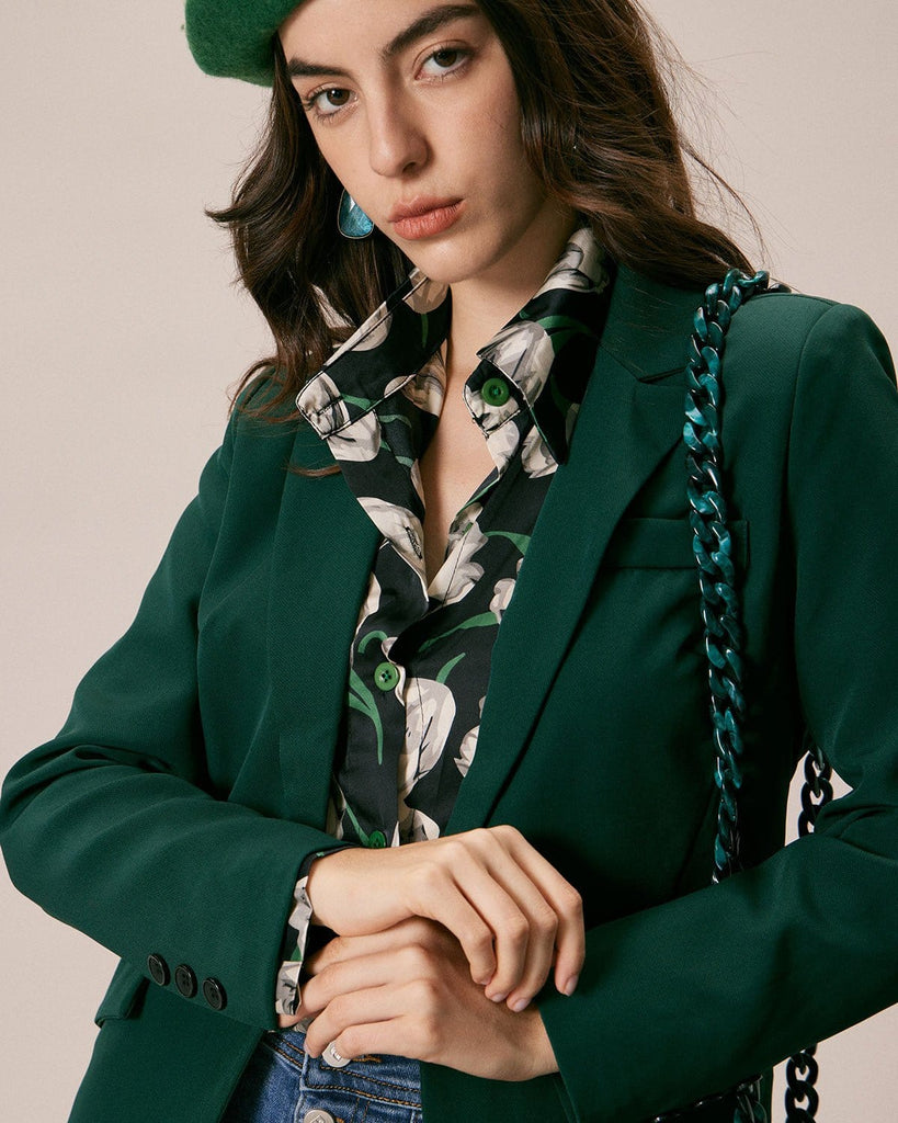 The Green Lapel Single Button Blazer Outerwear - RIHOAS