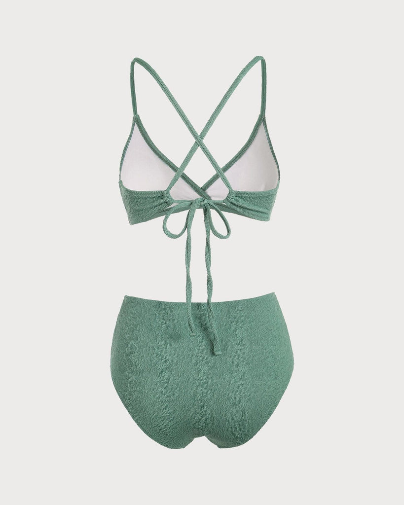The Green Lurex Criss Cross Bikini Set Bikinis - RIHOAS