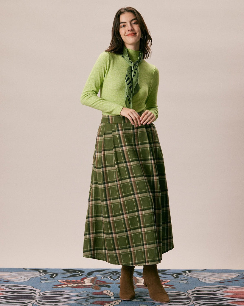 The Green Mock Neck Knit Top Tops - RIHOAS