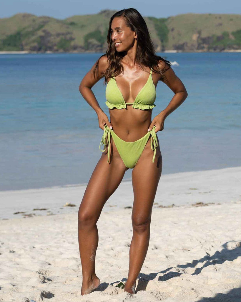 The Green Ruched Lurex Bikini Set Bikinis - RIHOAS