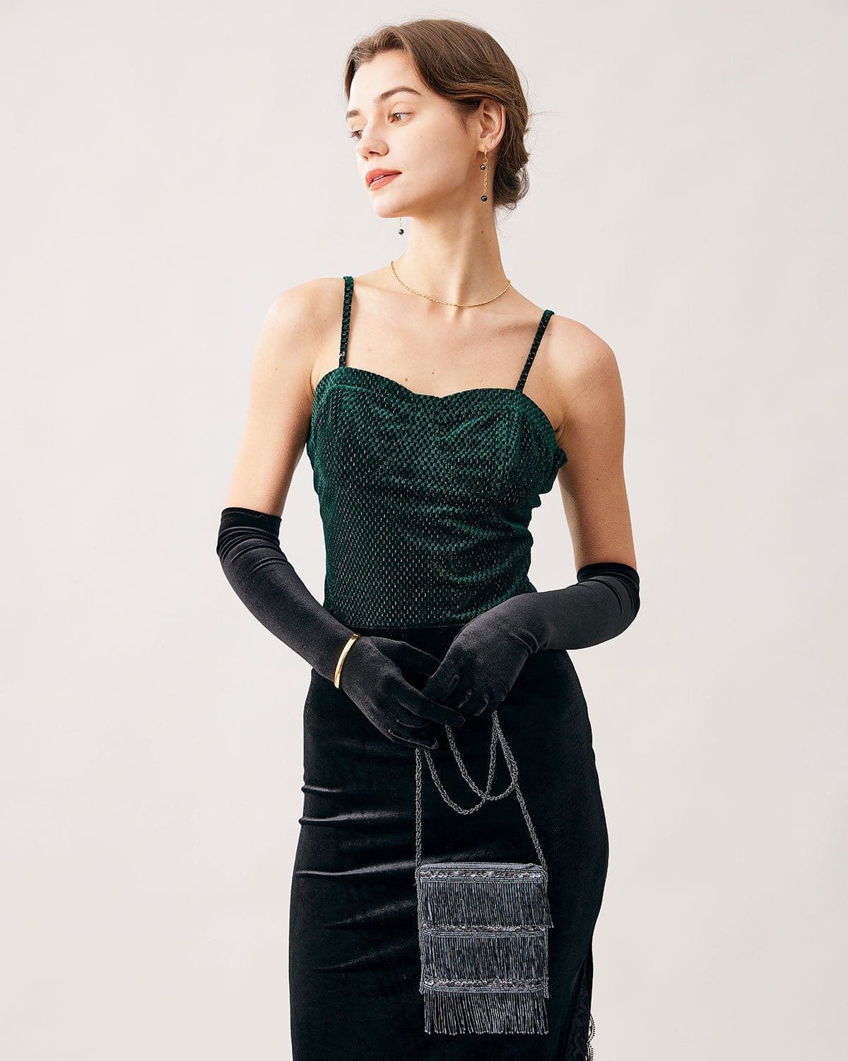 The Green Sparkly Cami Top Green Tops - RIHOAS