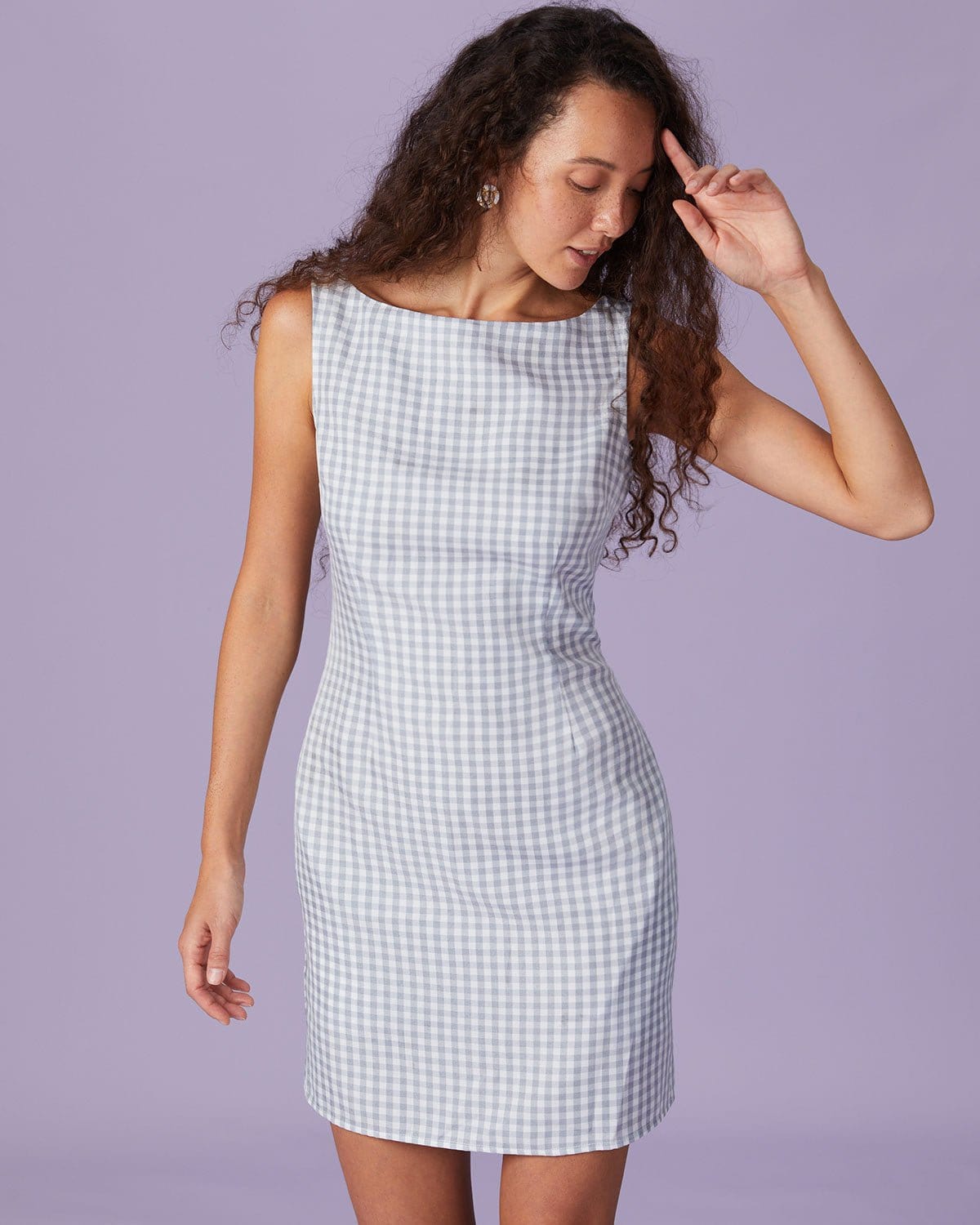 Grey plaid mini dress new arrivals