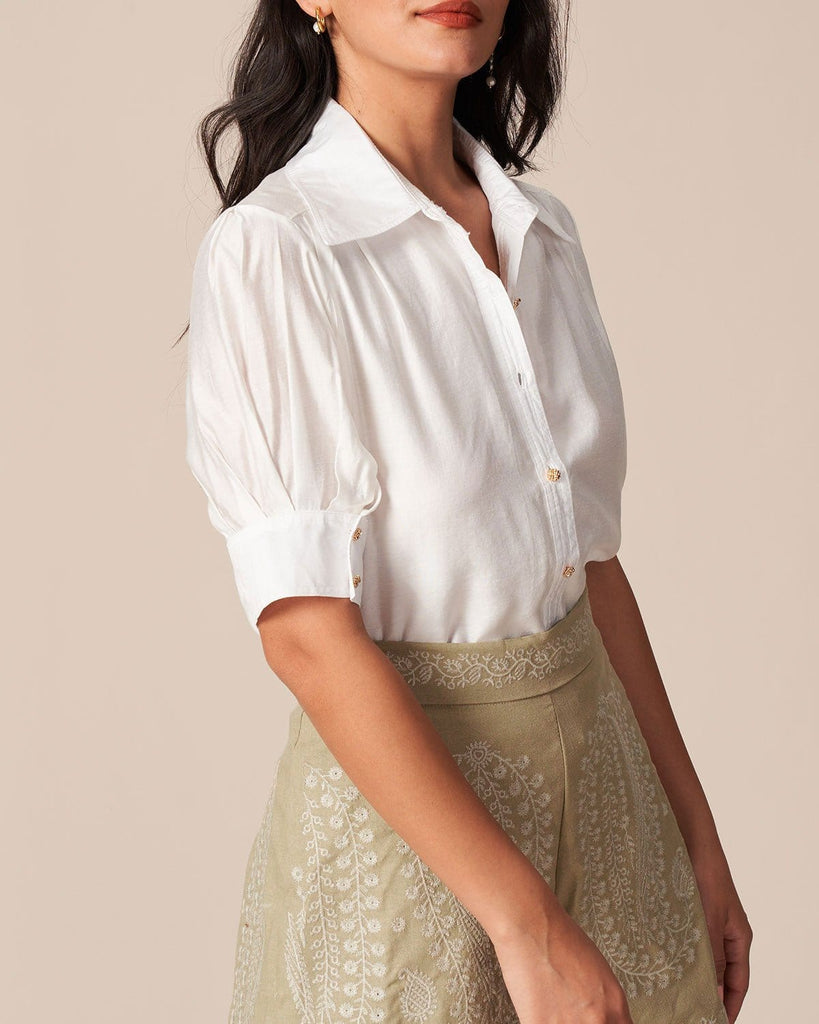 The High Waist Khaki Embroidery Shorts Bottoms - RIHOAS
