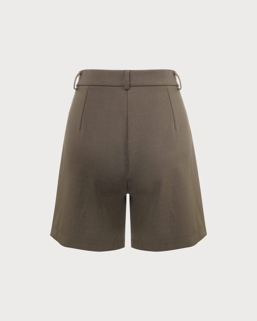 The Coffee High Waisted Pleated Shorts - Women's Pleat Pockets High ...