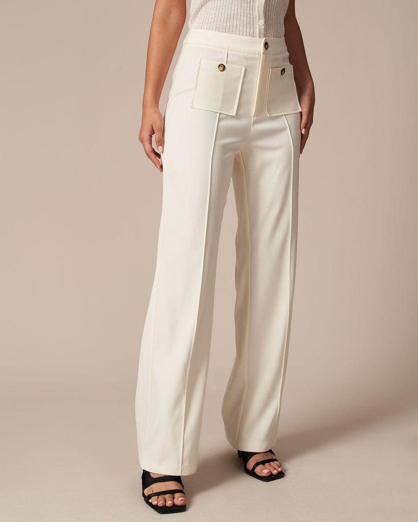 The High Waisted Pocket Straight Pants Bottoms - RIHOAS