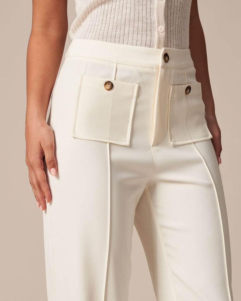 The High Waisted Pocket Straight Pants Bottoms - RIHOAS