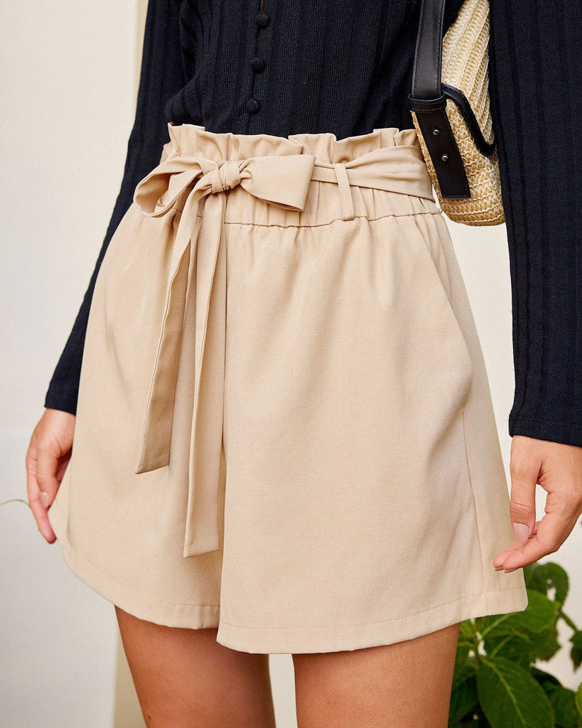 The Khaki Slant Pocket Tie Front Shorts Khaki Bottoms - RIHOAS