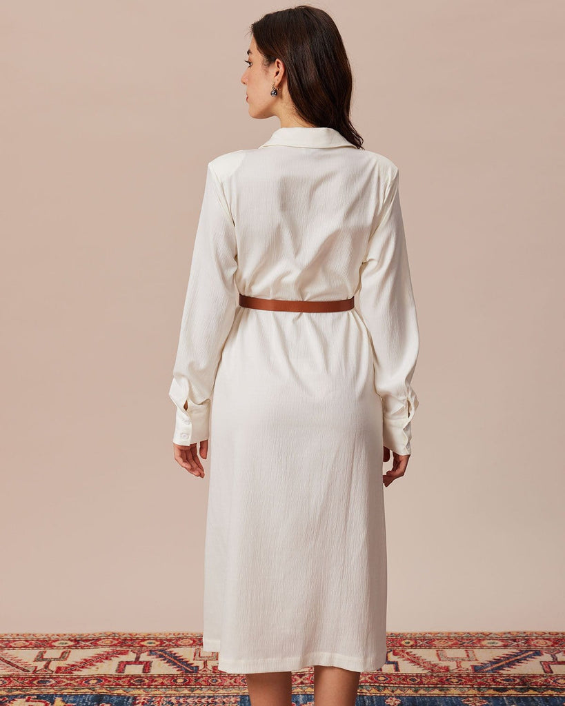 The Lapel Long Sleeve Button Dress Dresses - RIHOAS