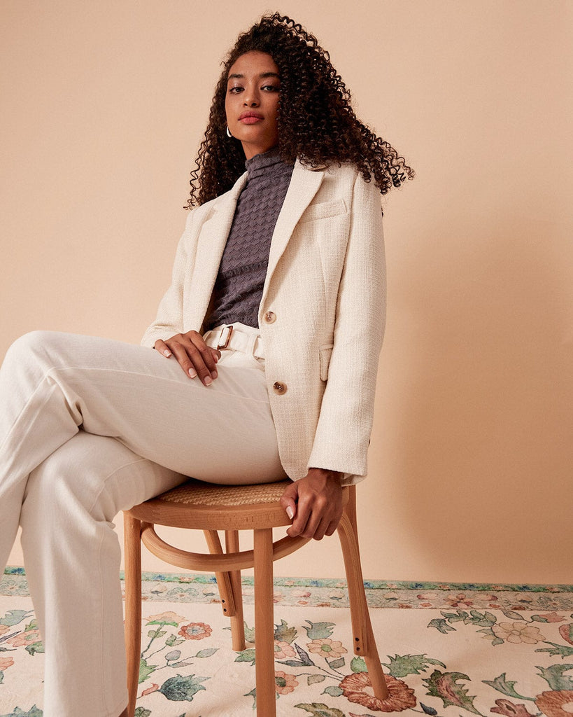The Lapel Tweed Blazer Outerwear - RIHOAS
