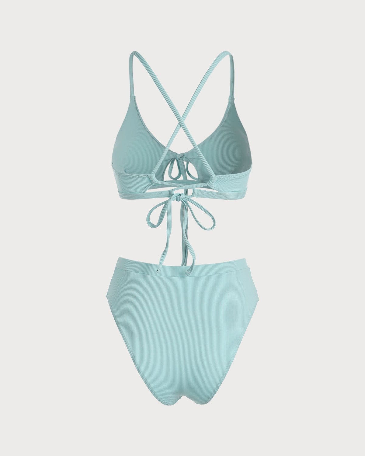 The Blue Criss Cross Cutout Ribbed Bikini Set