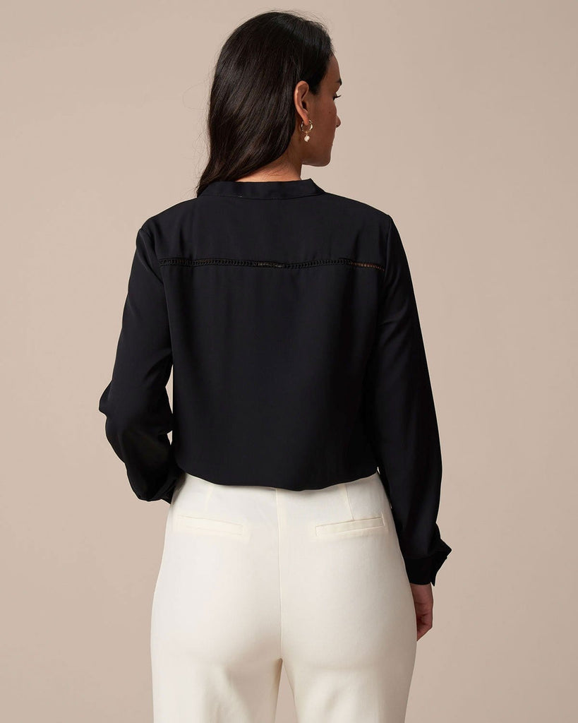The Mock Neck Bowknot Blouse Tops - RIHOAS
