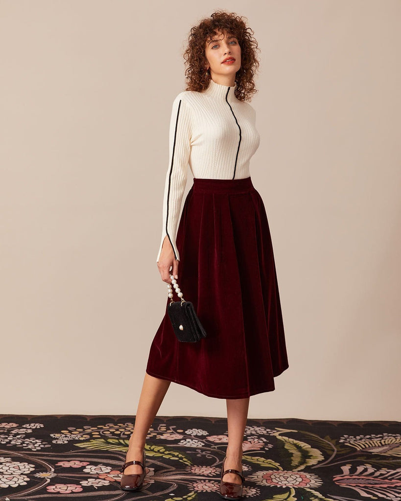 The Mock Neck Striped Knit Top Tops - RIHOAS