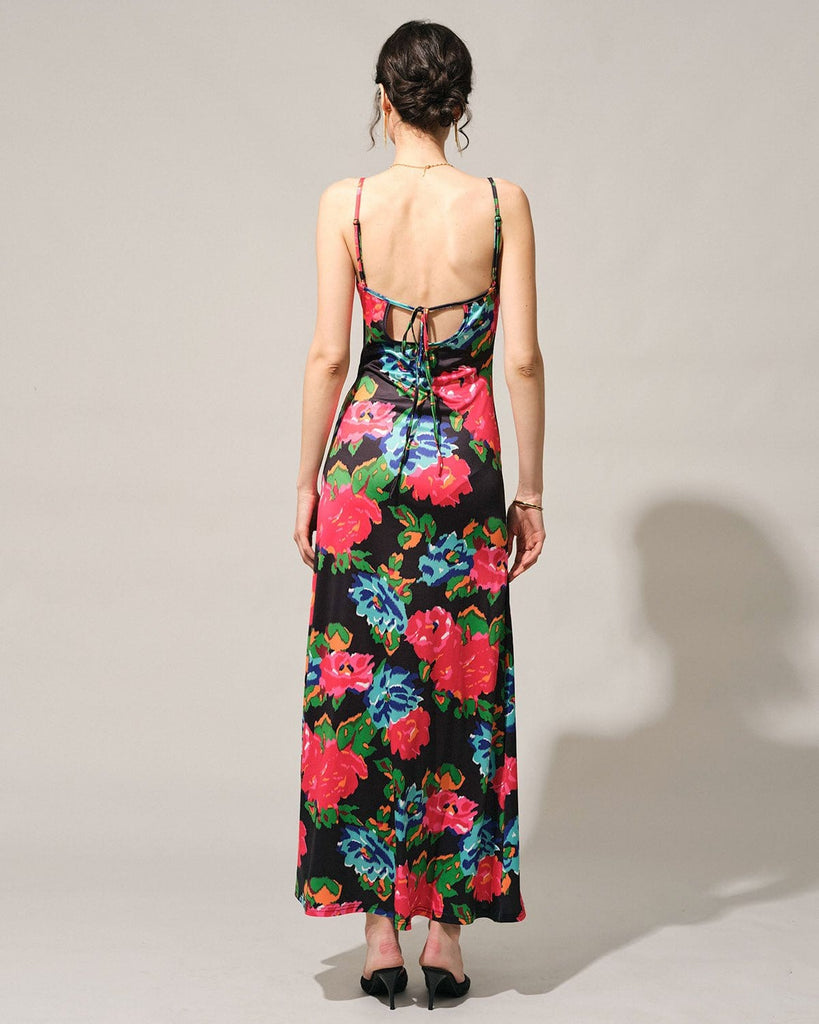 The Multi Cowl Neck Floral Maxi Dress Dresses - RIHOAS