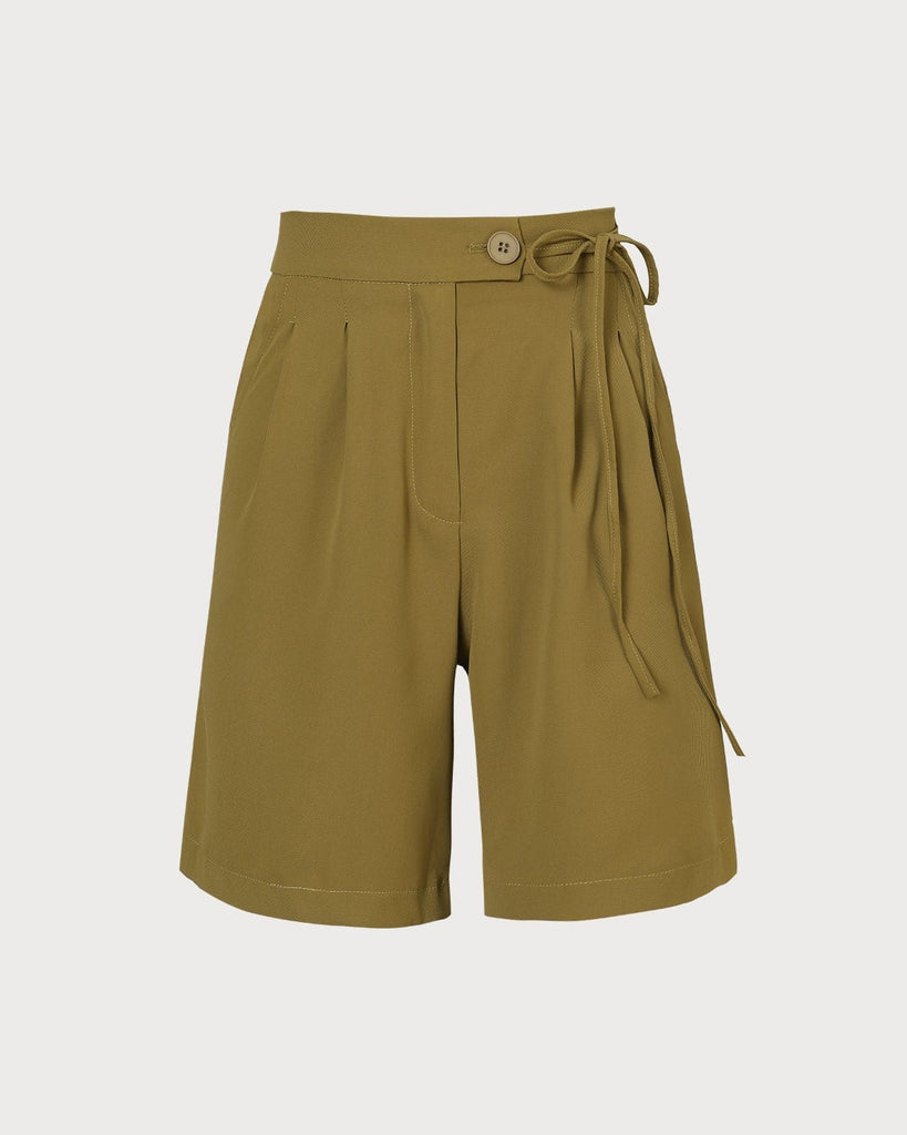 The Mustard Yellow Tie Shorts Mustard Yellow Bottoms - RIHOAS