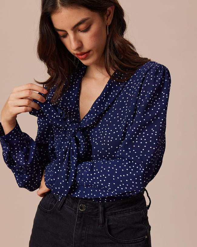 Polka dot sales tie blouse