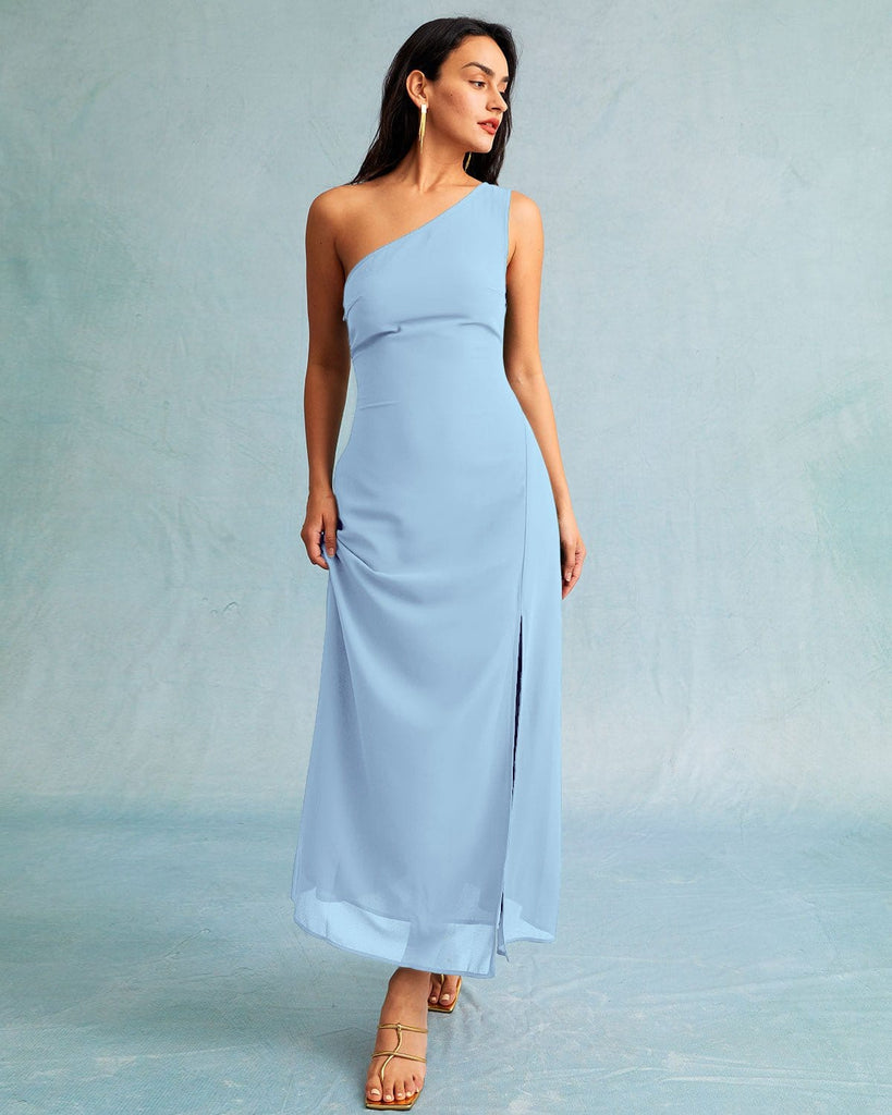The One Shoulder Slit Maxi Dress Dresses - RIHOAS