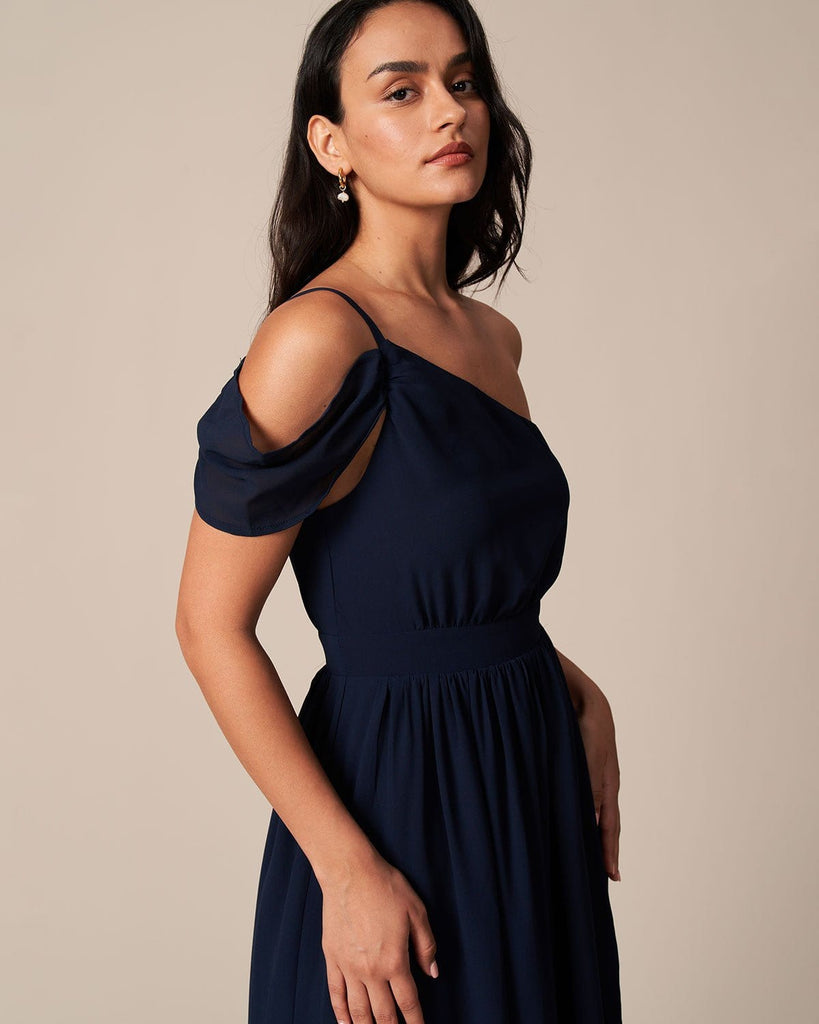The One Shoulder Solid Maxi Dress Dresses - RIHOAS