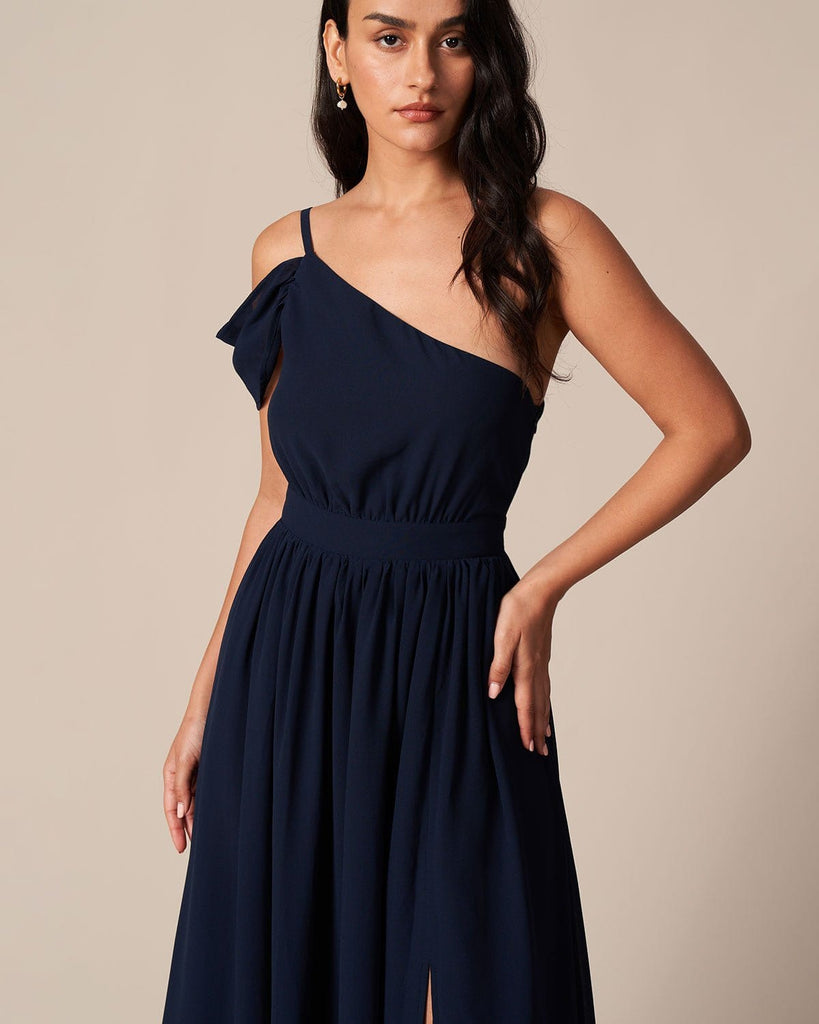The One Shoulder Solid Maxi Dress Dresses - RIHOAS