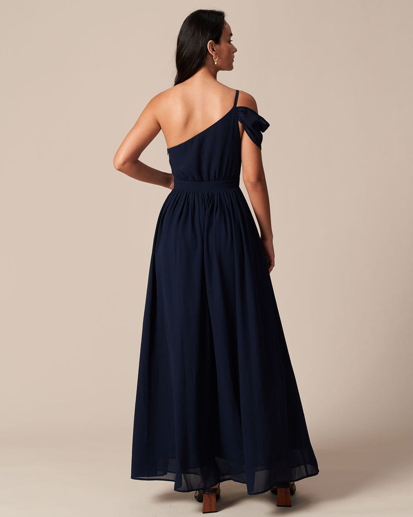 The One Shoulder Solid Maxi Dress Dresses - RIHOAS