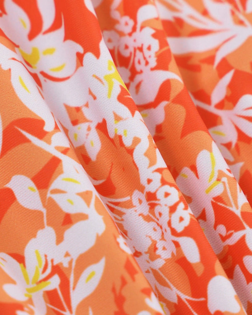 The Orange Floral O-Ring Bikini Set Bikinis - RIHOAS