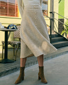The Pearl Button Tweed Skirt Bottoms - RIHOAS