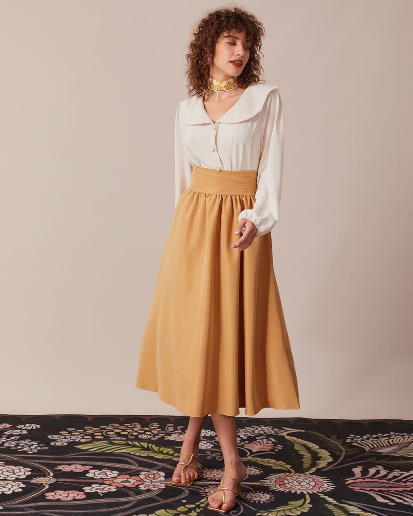 The Peter Pan Collar Long Sleeve Blouse Tops - RIHOAS