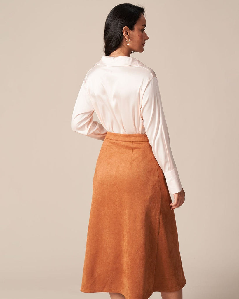 The Pink Long Sleeves Pocket Shirt Tops - RIHOAS