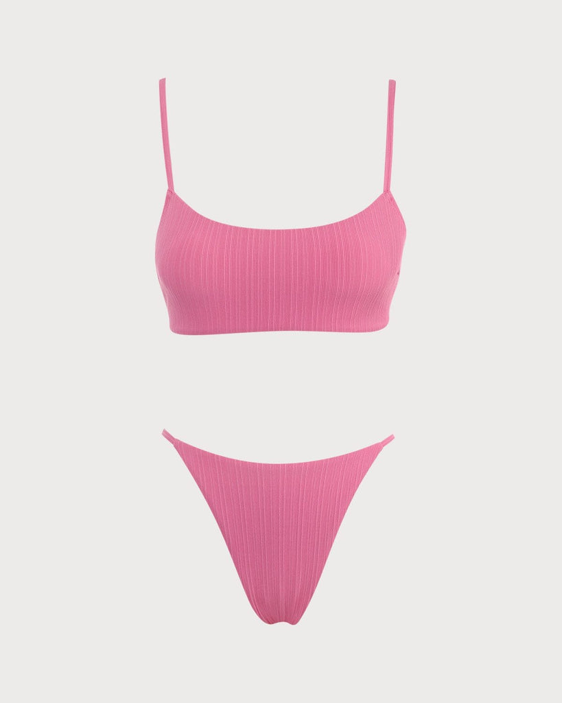 The Pink U Neck Criss-Cross Bikini Set Pink Bikinis - RIHOAS