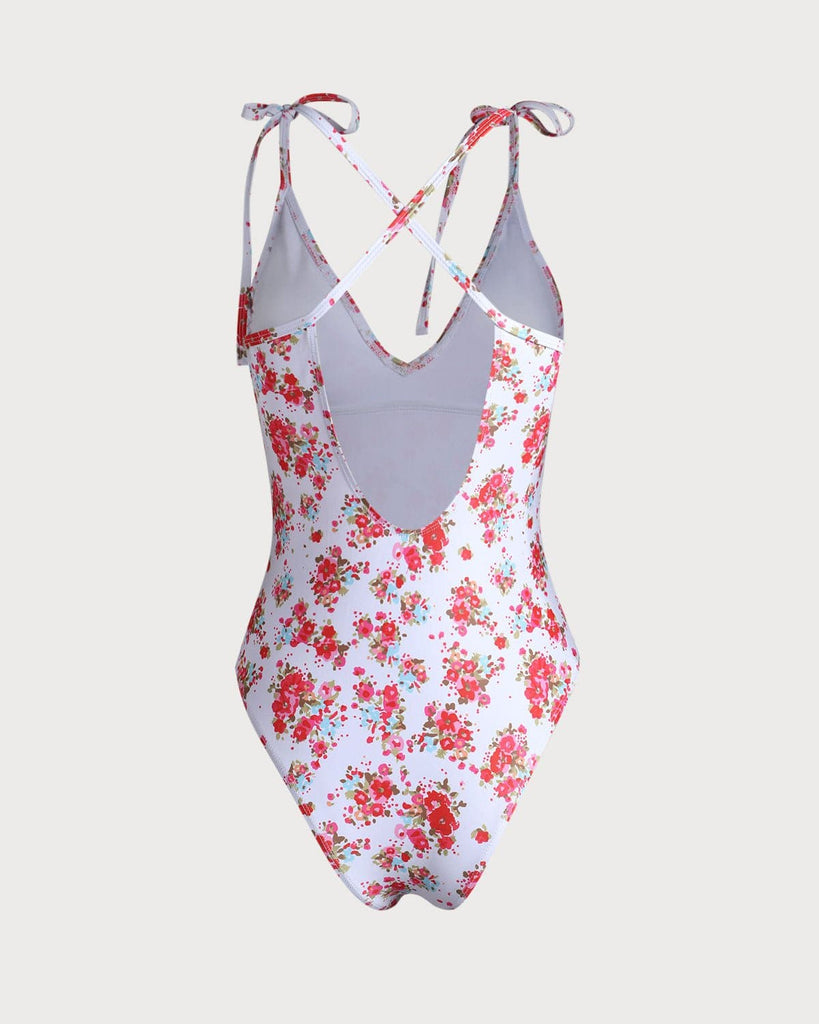 The Pink V Neck Backless One-Piece Swimsuit One-Pieces - RIHOAS