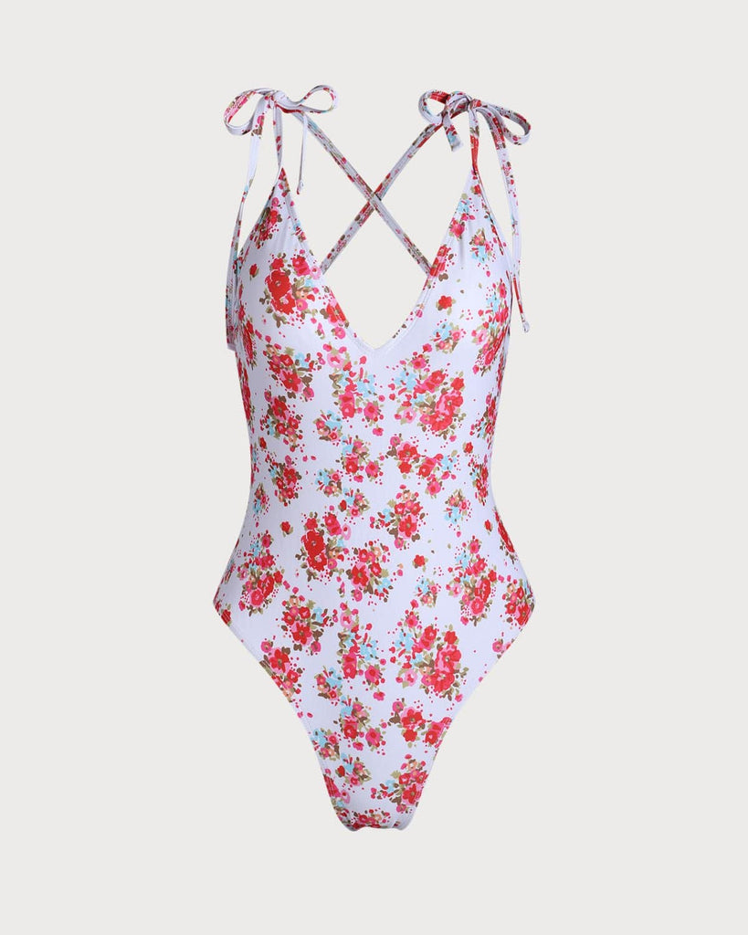 The Pink V Neck Backless One-Piece Swimsuit Pink One-Pieces - RIHOAS
