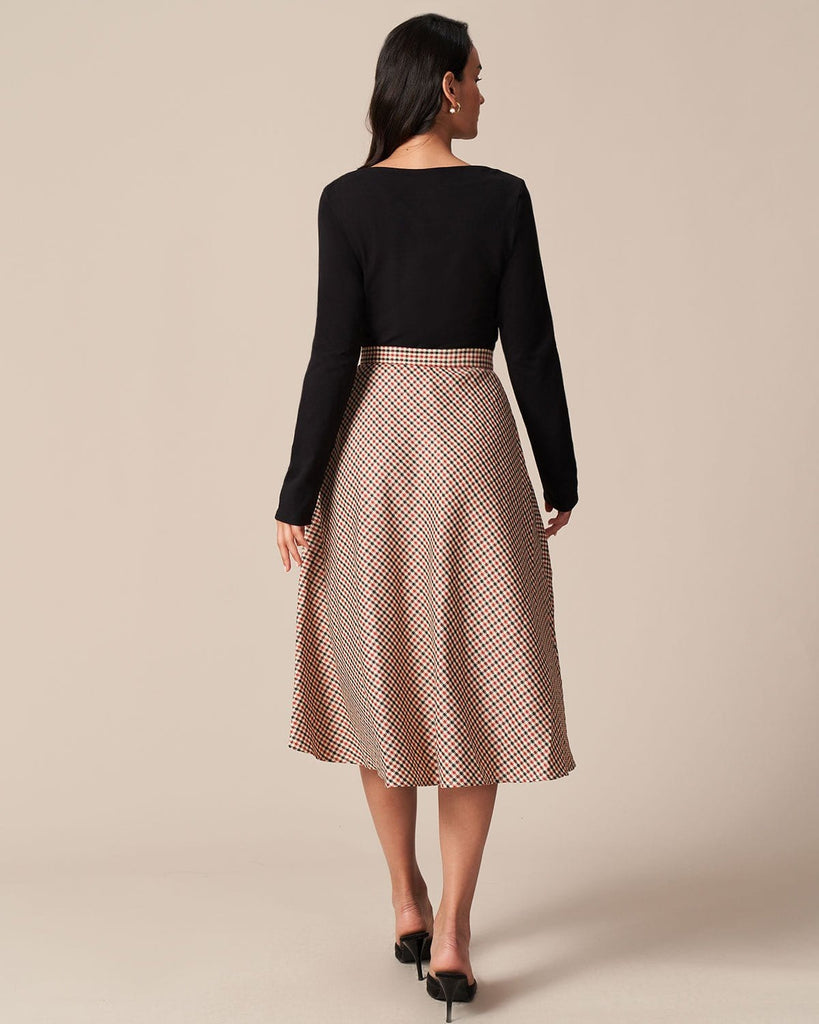 The Plaid Button Midi Skirt Bottoms - RIHOAS