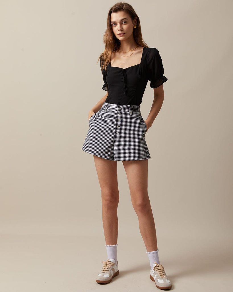 The Plaid Button Up Shorts Bottoms - RIHOAS