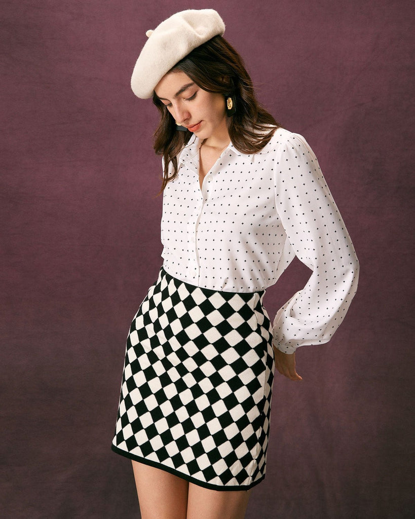 The Plaid Jacquard Knit Mini Skirt Bottoms - RIHOAS